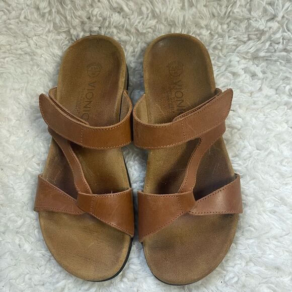 Vionic  Pamplona leather Tan  straps Ortho heel slide sandals  SZ8.5 - Picture 8 of 10